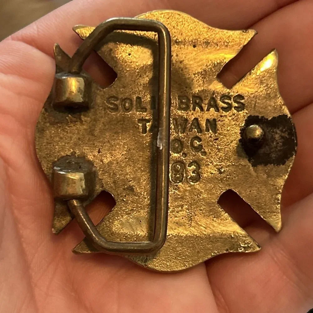 3M Belt‎ Buckle Badge Solid Brass Lester Pack made In Taiwan ROC E1